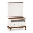 Ver imagem 1 de Rack com Painel para Sala 120cm Pés Luis Xv 2 Gavetas e Nicho Linz Móveis - Branco/imbuia Glazer