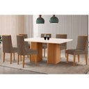 Ver imagem 1 de Conjunto: Mesa Sala Jantar Maldivas Tampo c/ Vidro Curvo 180cm+6 Cadeiras Dakota Madeira Naturale/
