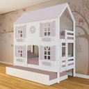 Ver imagem 1 de Treliche Casinha Bela com Coração 4 Janelas Venezianas - Madeira Maciça Branco/Rosa | Megamobilia