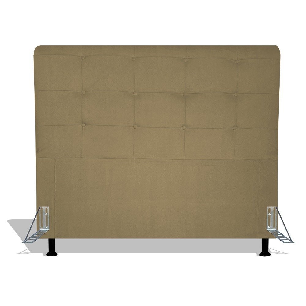 Cabeceira Estofada Pérola 195 cm Para Cama Box Quarto King Size MV Estofados Suede Bege