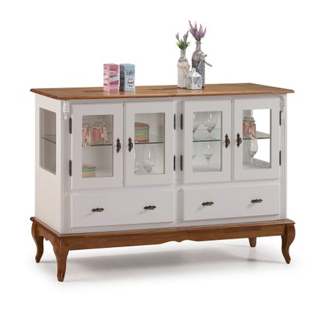 Balcão 1,50m 4 Portas 2 Gavetas - 60510promo Mmj-lz Lz-off White/imbuia