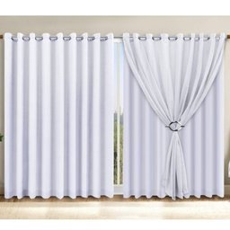 Cortina Linho Branco 5,40x2,60 C/ Forro Microfibra - 1