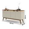 Aparador Buffet Com 4 Portas Para Cozinha Home Office Retro Prism Off White/Cumaru - 4