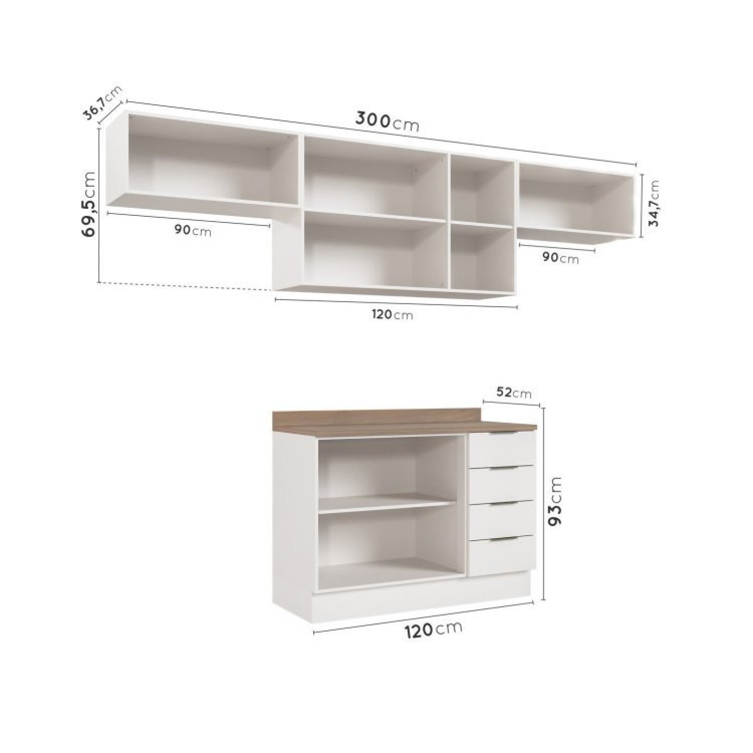 Cozinha Modulada 4 Peças com Tampo 3 Aéreos e 1 Balcão para Pia Ipanema CabeCasa MadeiraMadeira - 6