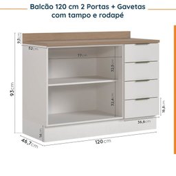 Cozinha Modulada 4 Peças com Tampo 3 Aéreos e 1 Balcão para Pia Ipanema CabeCasa MadeiraMadeira - 18
