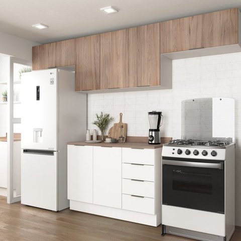 Cozinha Modulada 4 Peças com Tampo 3 Aéreos e 1 Balcão para Pia Ipanema CabeCasa MadeiraOriginals Ma