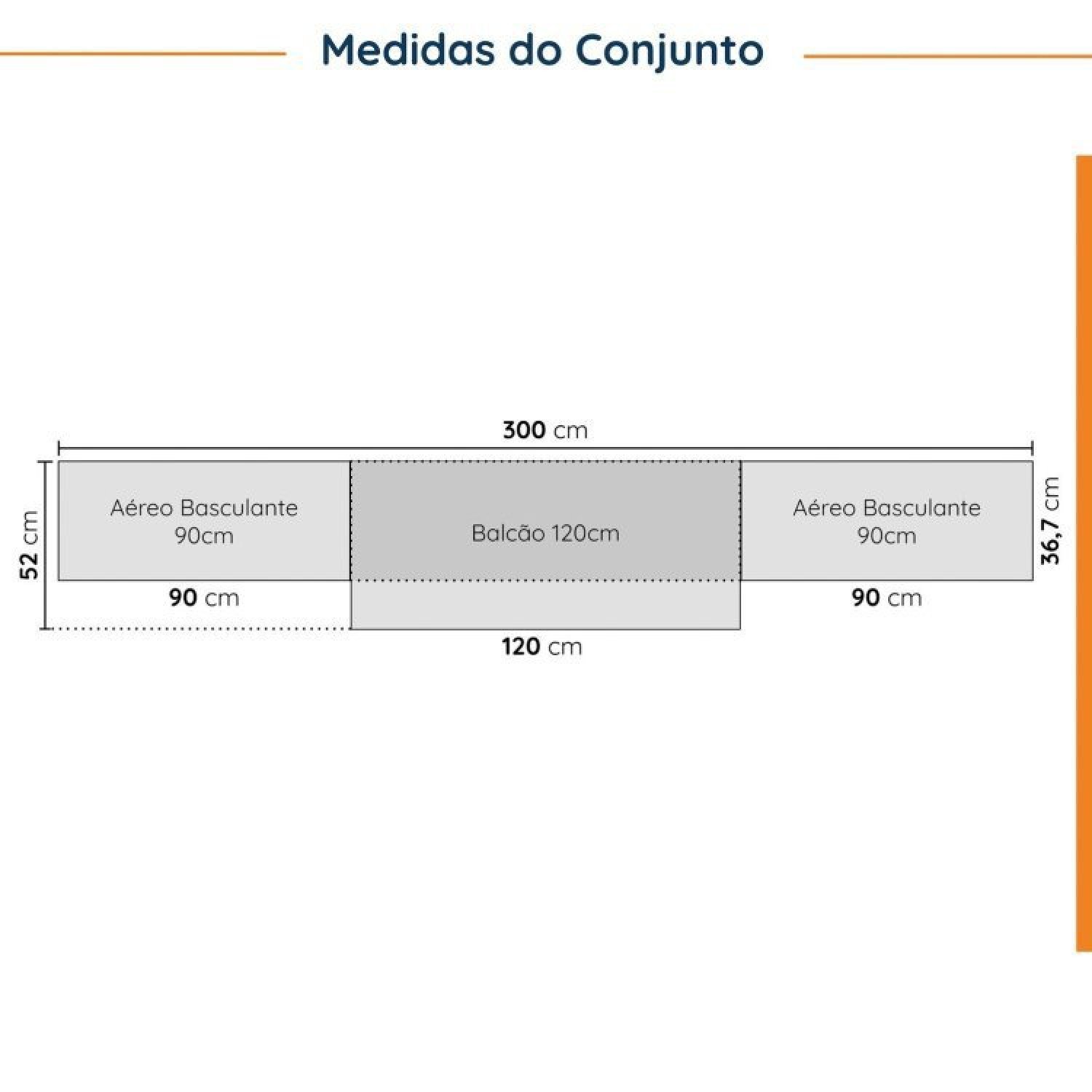 Cozinha Modulada 4 Peças com Tampo 3 Aéreos e 1 Balcão para Pia Ipanema CabeCasa MadeiraMadeira - 4