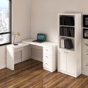 Ver imagem 1 de Conjunto Mesa de Canto com Armário de Escritório 2 Peças Branco