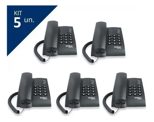 Kit 5 Telefone Fixo Intelbras Pleno Preto - 1