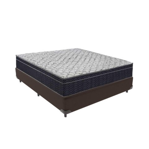 Cama + Box Casal Colchão Ortobom D45 Airtech Extra Firme Marrom