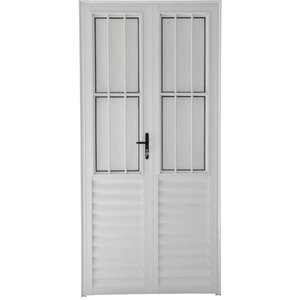 Porta de Abrir 2 Folhas com Postigo Alumínio Branco - 210x120