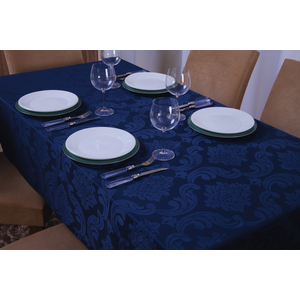 toalha de mesa quadrada 4 lugares tecido jacquard 1,35x1,50:azul marinho