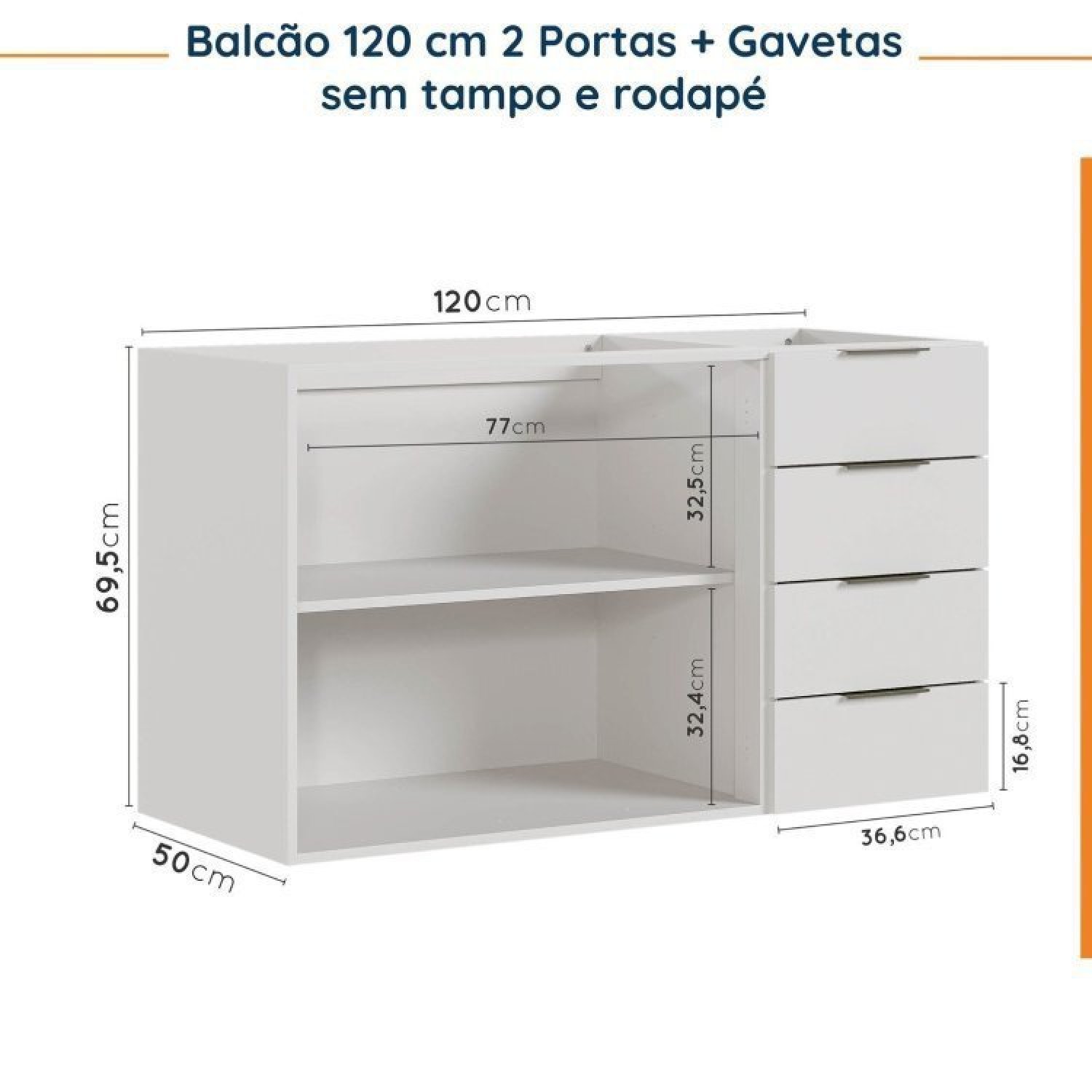 Cozinha Modulada 4 Peças Sem Tampo 3 Aéreos e 1 Balcão para Pia Ipanema CabeCasa MadeiraMadeira - 16