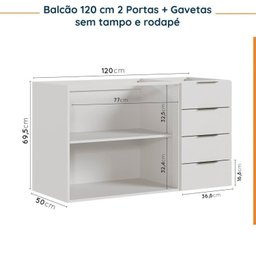 Cozinha Modulada 4 Peças Sem Tampo 3 Aéreos e 1 Balcão para Pia Ipanema CabeCasa MadeiraMadeira - 16