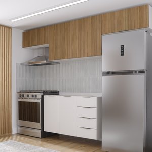 Cozinha Modulada 4 Peças Sem Tampo 3 Aéreos e 1 Balcão para Pia Ipanema CabeCasa MadeiraOriginals