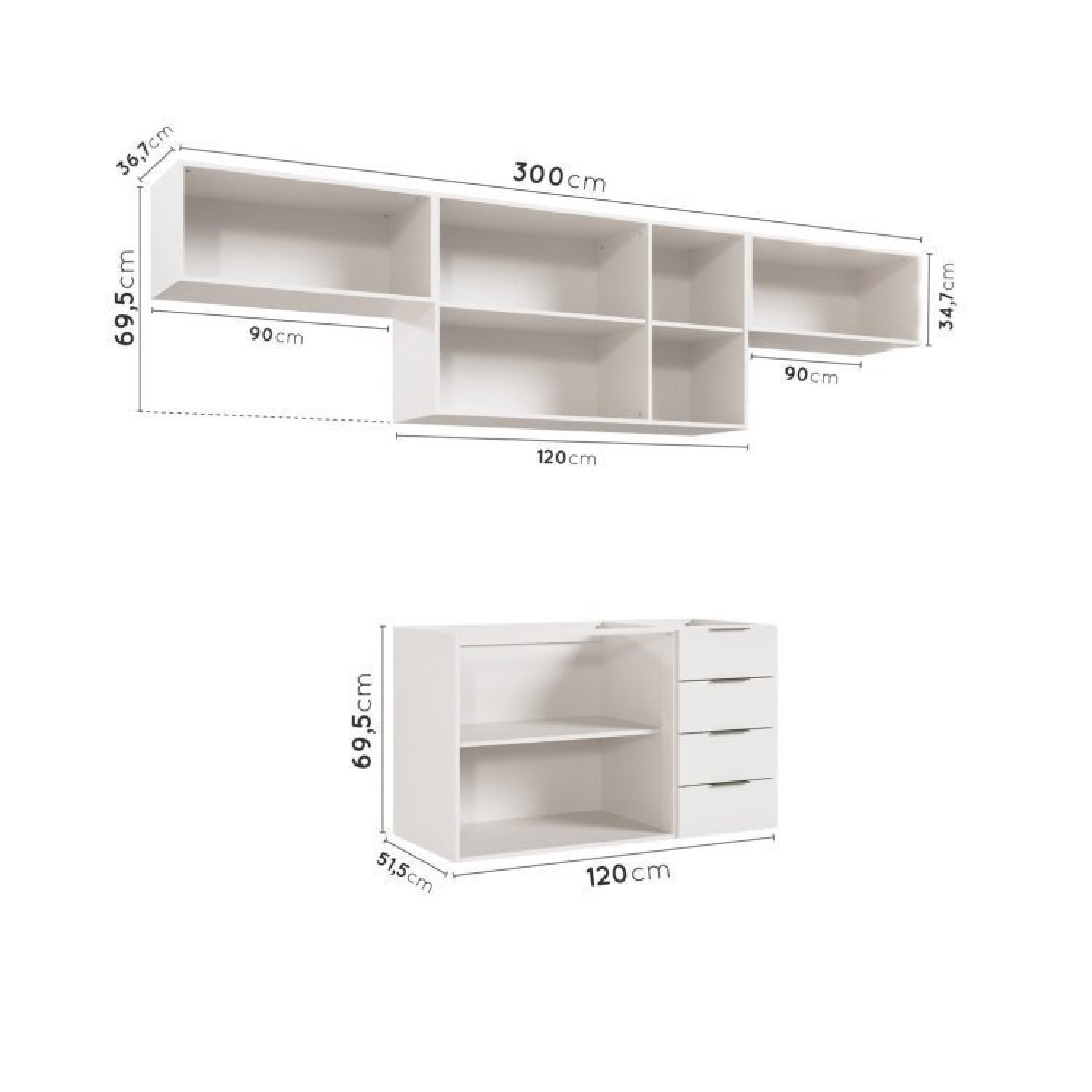 Cozinha Modulada 4 Peças Sem Tampo 3 Aéreos e 1 Balcão para Pia Ipanema CabeCasa MadeiraMadeira - 6