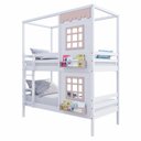 Ver imagem 2 de Beliche Casinha Reta 2 Janelas Madeira Branco/rosa