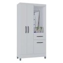 Ver imagem 1 de Guarda Roupa Solteiro Atlas Capelinha 3 Portas Branco Brilho - Poquema