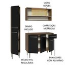 Ver imagem 5 de Armário de Cozinha Compacta 137cm Rustic/Preto Emilly Madesa 09