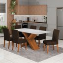 Ver imagem 2 de Conjunto de Mesa Sala de Jantar Tampo com Vidro 1,80m Grécia 6 Cadeiras Trieste Dobuê