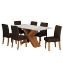 Ver imagem 1 de Conjunto de Mesa Sala de Jantar Tampo com Vidro 1,80m Grécia 6 Cadeiras Trieste Dobuê
