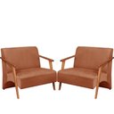 Ver imagem 1 de Poltrona Namoradeira Venus Braço Madeira Maciça Suede Unidecor Terracota
