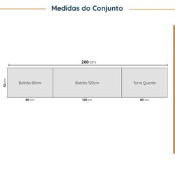 Cozinha Modulada 5 Peças com Tampo 2 Aéreos 2 Balcões 1 Torre Quente Ipanema CabeCasa MadeiraMadeira - 3