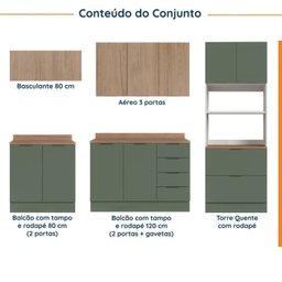 Cozinha Modulada 5 Peças com Tampo 2 Aéreos 2 Balcões 1 Torre Quente Ipanema CabeCasa MadeiraMadeira - 4