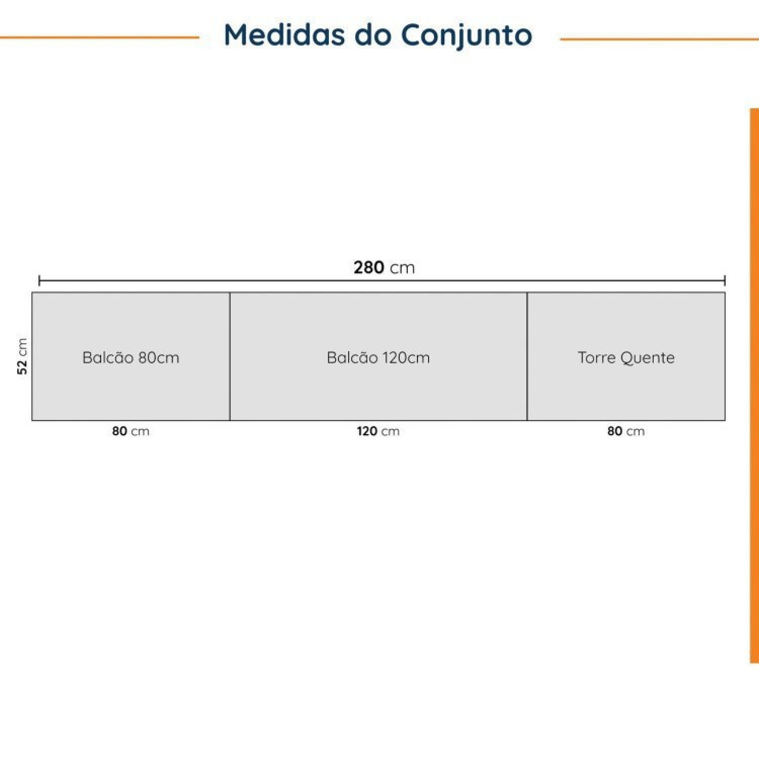 Cozinha Modulada 5 Peças Sem Tampo 2 Aéreos 2 Balcões 1 Torre Quente Ipanema CabeCasa MadeiraMadeira - 4