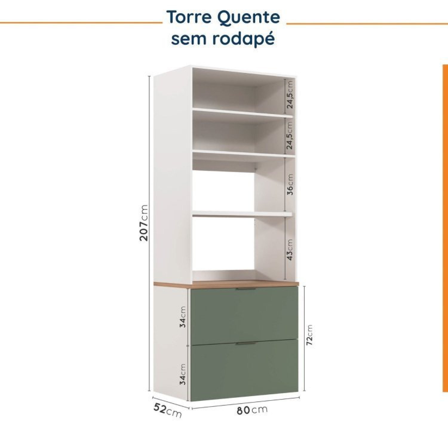 Cozinha Modulada 5 Peças Sem Tampo 2 Aéreos 2 Balcões 1 Torre Quente Ipanema CabeCasa MadeiraMadeira - 19