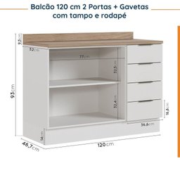 Cozinha Modulada 5 Peças com Tampo 2 Aéreos 2 Balcões 1 Torre Quente Ipanema CabeCasa MadeiraMadeira - 17