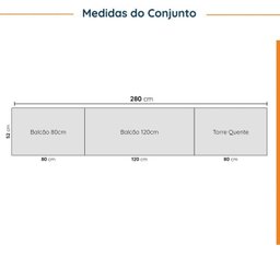 Cozinha Modulada 5 Peças com Tampo 2 Aéreos 2 Balcões 1 Torre Quente Ipanema CabeCasa MadeiraMadeira - 3