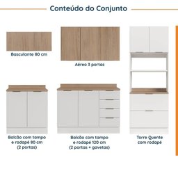 Cozinha Modulada 5 Peças com Tampo 2 Aéreos 2 Balcões 1 Torre Quente Ipanema CabeCasa MadeiraMadeira - 4