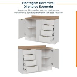 Cozinha Modulada 5 Peças com Tampo 2 Aéreos 2 Balcões 1 Torre Quente Ipanema CabeCasa MadeiraMadeira - 18