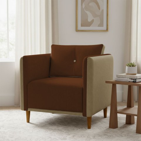 Poltrona Decorativa Aviv para Sala Escritório Recepção Luxo Linho Premium Easy Clean Corino Premium