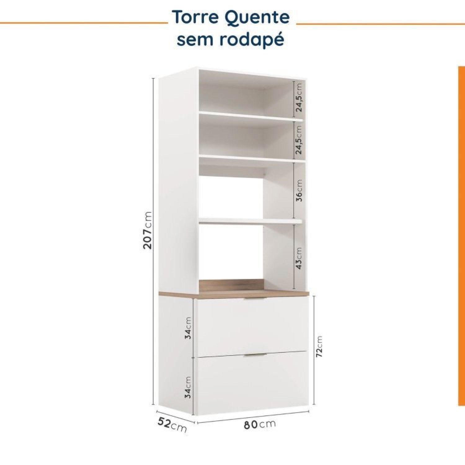 Cozinha Modulada 5 Peças Sem Tampo 2 Aéreos 2 Balcões 1 Torre Quente Ipanema CabeCasa MadeiraMadeira - 19