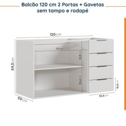 Cozinha Modulada 5 Peças Sem Tampo 2 Aéreos 2 Balcões 1 Torre Quente Ipanema CabeCasa MadeiraMadeira - 17