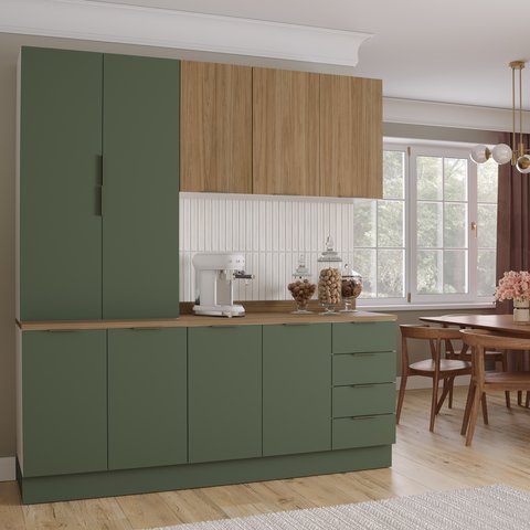 Cozinha Modulada 4 Peças com Tampo 2 Aéreos 5 Portas e 2 Balcões Ipanema CabeCasa MadeiraOriginals