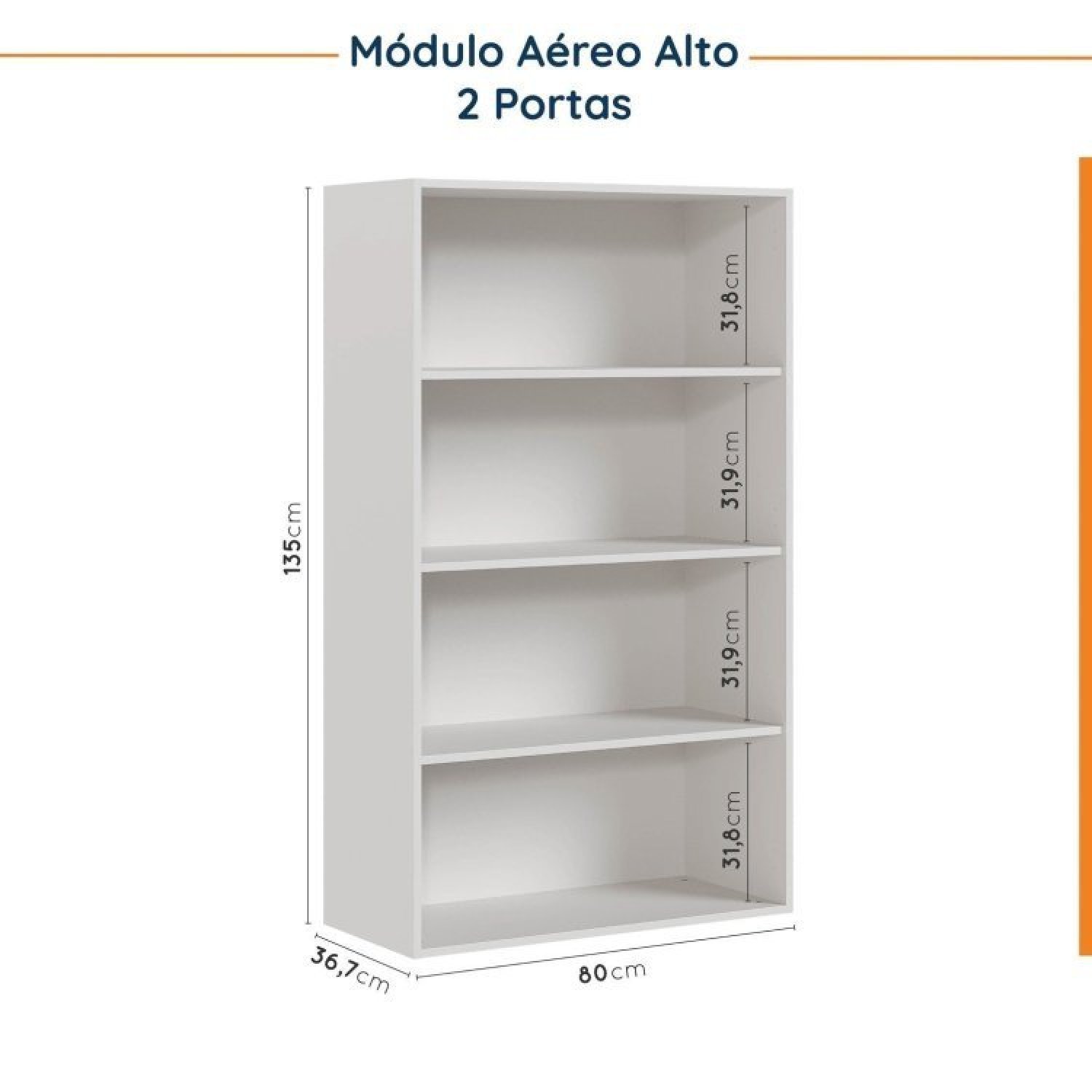 Cozinha Modulada 4 Peças com Tampo 2 Aéreos 5 Portas e 2 Balcões Ipanema CabeCasa MadeiraMadeira - 12