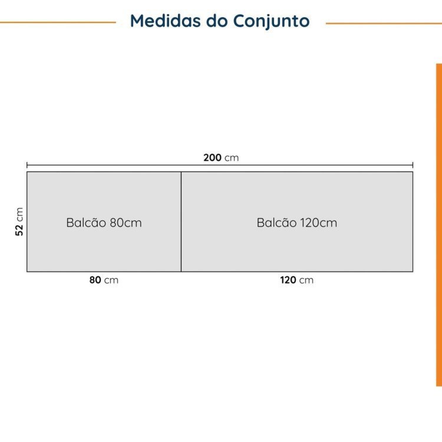 Cozinha Modulada 4 Peças com Tampo 2 Aéreos 5 Portas e 2 Balcões Ipanema CabeCasa MadeiraMadeira - 7