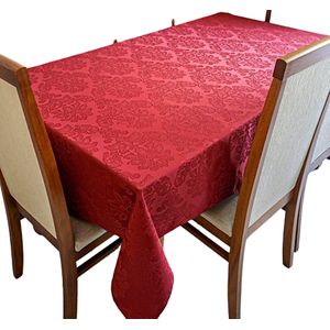 Toalha de Mesa Jacquard 04 Lug Cozinha Quadrada:vermelho Marsala