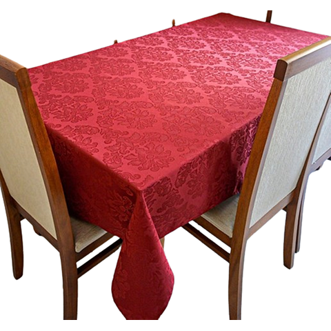 Toalha de Mesa Jacquard 04 Lug Cozinha Quadrada:vermelho Marsala