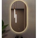 Ver imagem 3 de Espelho Oval com Luz Led Fria de Parede Decoração Quarto Sala Vidro Lapidado com Suporte 50x40cm