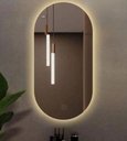 Ver imagem 3 de Espelho Oval com Luz Led Fria de Parede Decoração Quarto Sala Vidro Lapidado com Suporte 50x40cm
