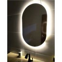 Ver imagem 1 de Espelho Oval com Luz Led Fria de Parede Decoração Quarto Sala Vidro Lapidado com Suporte 50x40cm