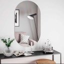 Ver imagem 2 de Espelho Oval com Luz Led Fria de Parede Decoração Quarto Sala Vidro Lapidado com Suporte 50x40cm