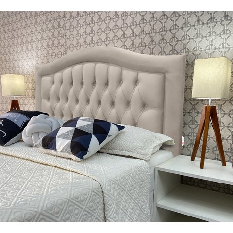 Cabeceira Cama Solteiro Capitone Sophia Provençal Suede Bege 120 Rbl