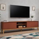 Ver imagem 1 de Rack para TV até 75 Polegadas 100% MDF Retrô com Pés em Madeira Maciça 180cm Bento Yescasa Terracota