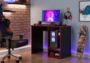 Ver imagem 2 de Mesa Gamer para Pc como Nicho para Cpu Cor Preto / Vermelho Ja