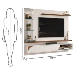 Painel para Tv até 60 Polegadas C/ Espelho Ravi Dj Móveis Off White/freijó - 8